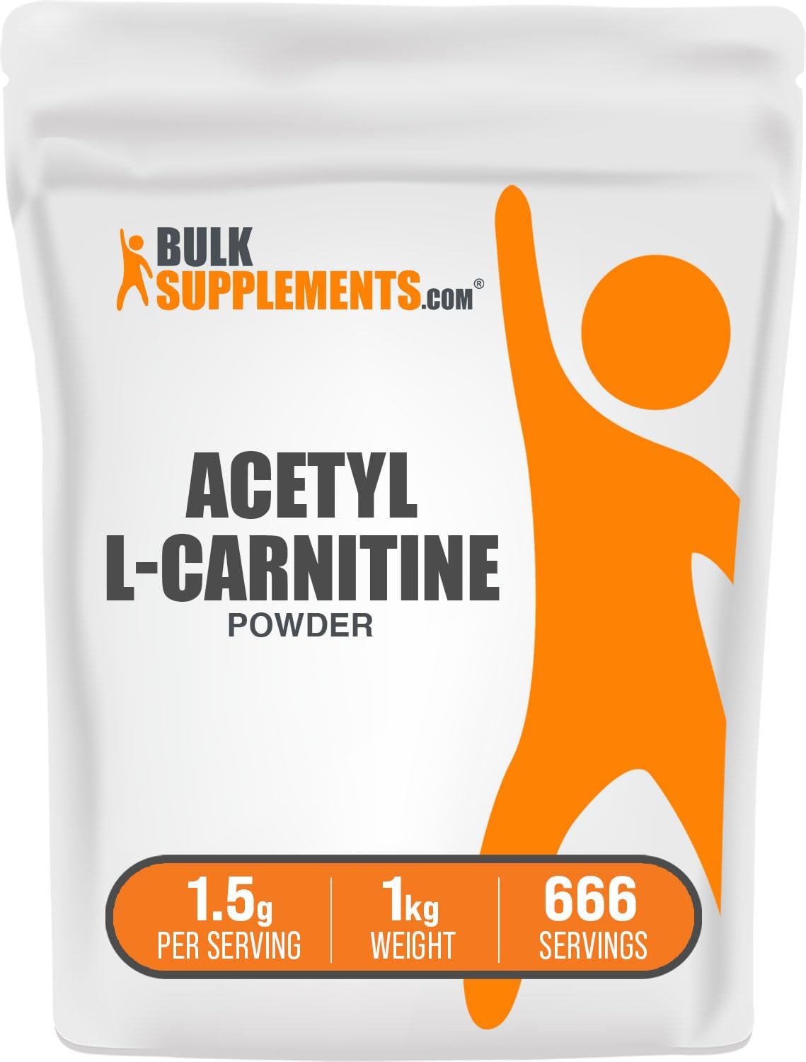 BulkSupplements.com Acetyl L-Carnitine Powder 1500mg - ALCAR Supplement, 5kg (11 lbs) Pack of 5 - Gluten Free Carnitine Powder