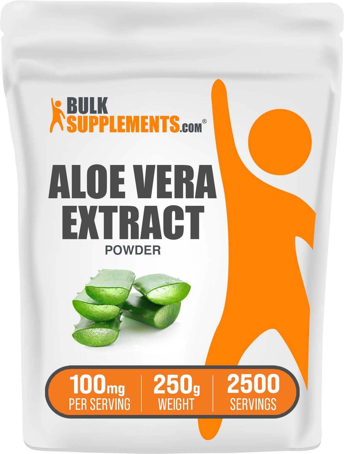 BulkSupplements.com Aloe Vera Extract Powder - 100mg per Serving, 250g - Pure & Gluten Free Herbal Supplement