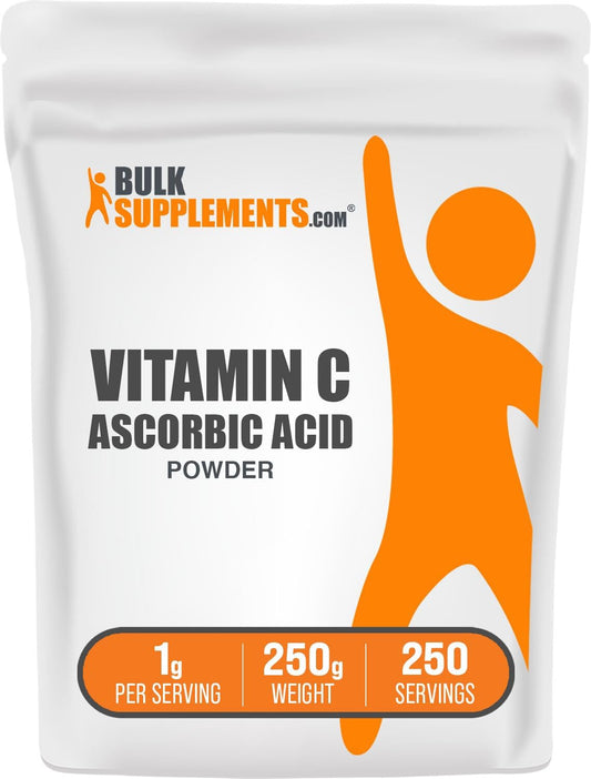 BulkSupplements.com Ascorbic Acid Powder - Food Grade Vitamin C Supplement - Immune Support - Gluten Free - 250g (8.8 oz) Pack