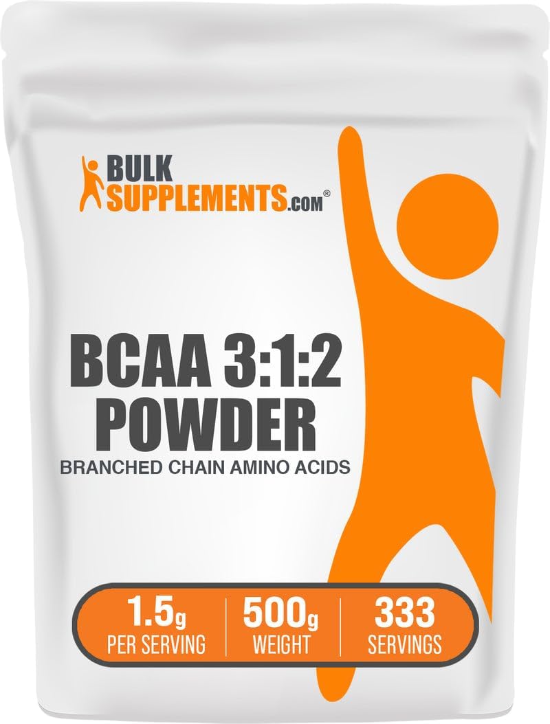 BulkSupplements.com BCAA 3:1:2 Powder - Branched Chain Amino Acids - Unflavored & Gluten Free - 1500mg per Serving - 500g (1.1 lbs)