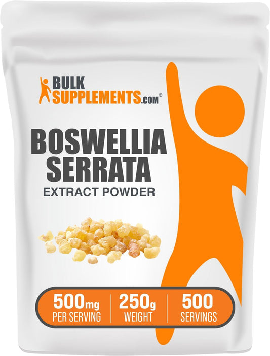 BulkSupplements.com Boswellia Serrata Extract Powder - Pure Frankincense Resin Extract, 500mg per Serving, 250g - Herbal Supplement, Gluten Free