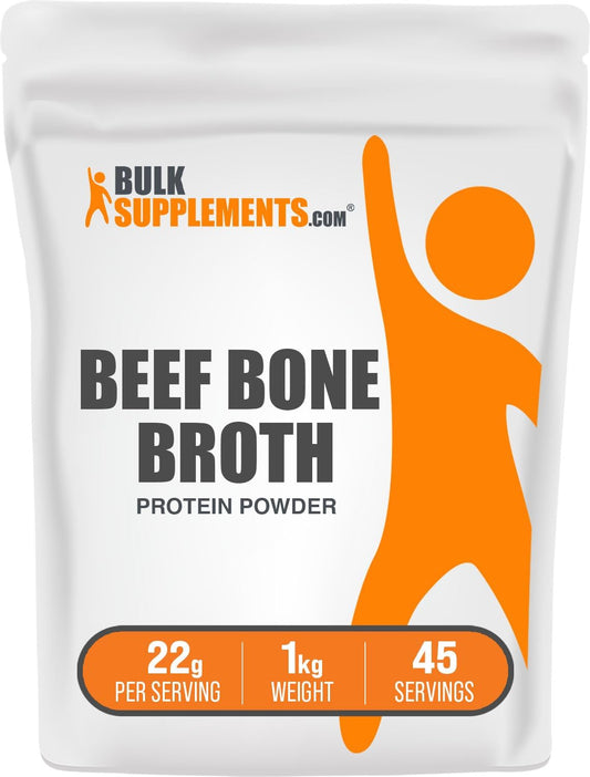 BulkSupplements.com Bovine Bone Broth Protein Powder - Lactose and Dairy Free, Gluten Free - 22g per Serving, 1kg (2.2 lbs) Pack of 1