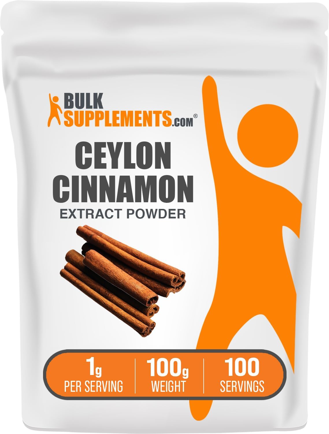 BulkSupplements.com Ceylon Cinnamon Extract Powder - Cinnamon Supplement, 1000mg per Serving - Gluten & Soy Free - Pack of 1, 100g