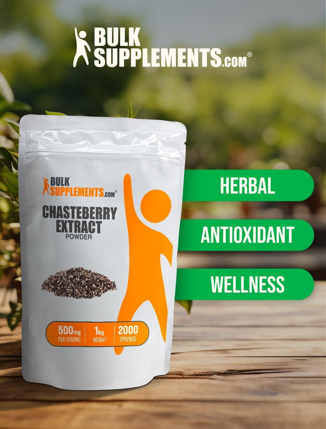 BulkSupplements.com Chasteberry Extract Powder - Chaste Tree Berry Supplements - 500mg per Serving - 1kg (2.2 lbs)