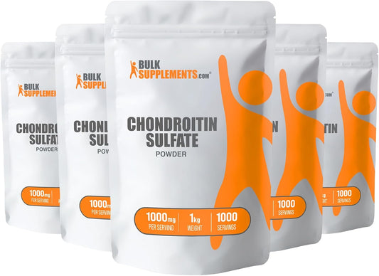 BulkSupplements.com Chondroitin Sulfate Powder - 1000mg Supplements, Gluten-Free, 5kg (11 lbs) Pack of 5
