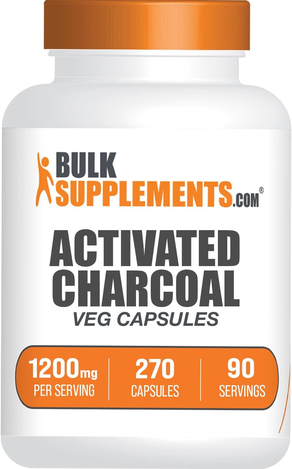 BulkSupplements.com Coconut Charcoal Capsules - Kidney Support, Vegan Activated Charcoal Pills, 270 Veg Capsules, 1200mg per Serving