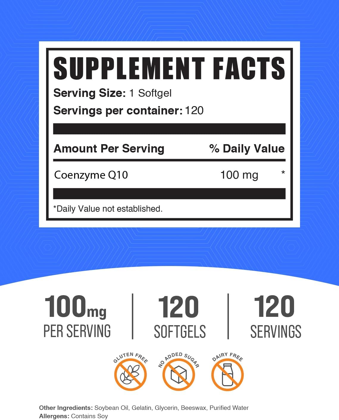BulkSupplements.com CoQ10 Softgels - 100mg Coenzyme Q10 Supplement for Heart Health - Gluten Free, 120 Count
