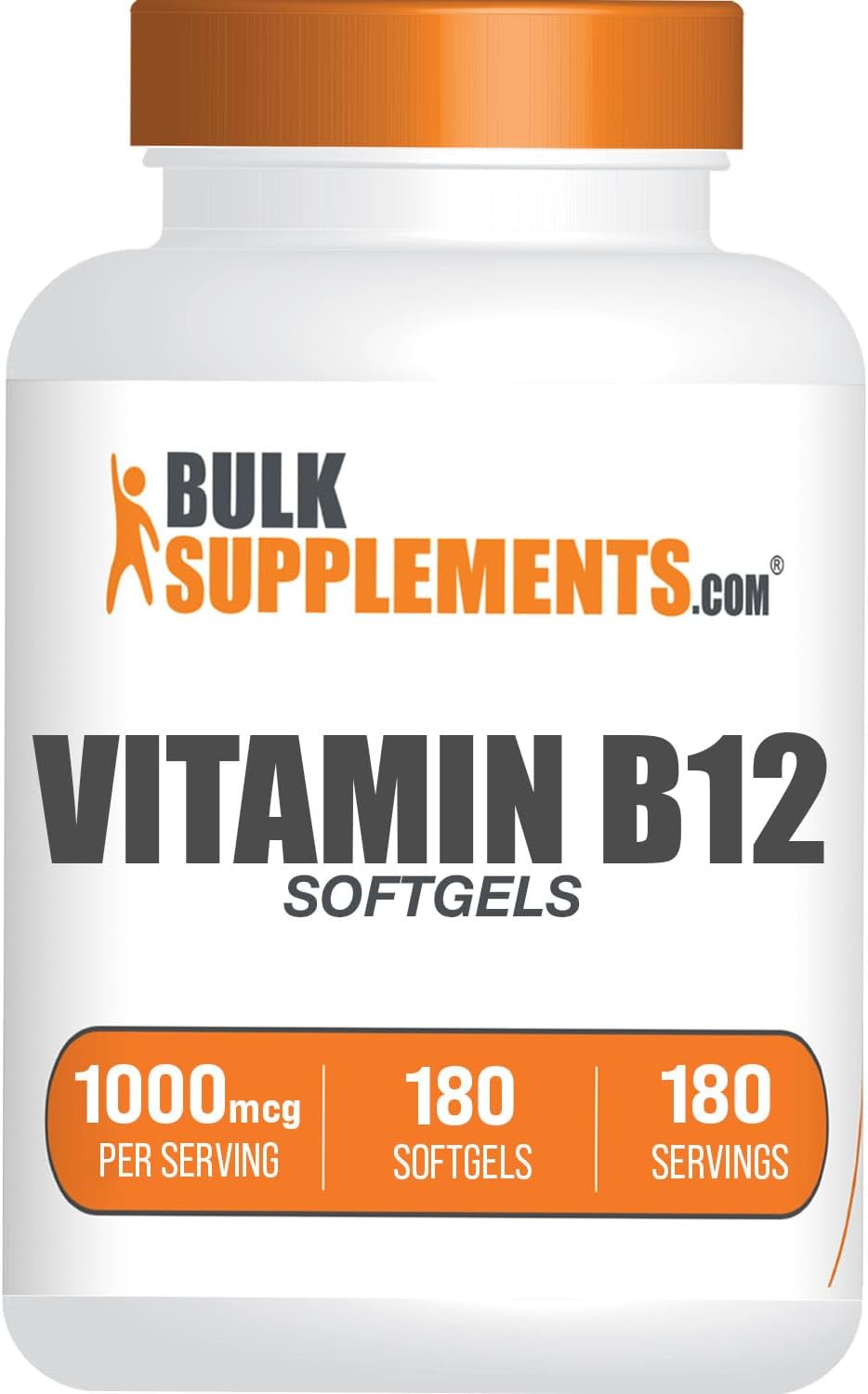 BulkSupplements.com Cyanocobalamin Vitamin B12 1000mcg Softgels - Gluten Free Supplement, 180 Count