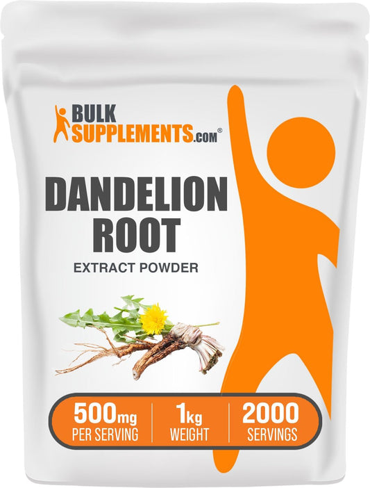 BulkSupplements.com Dandelion Root Extract Powder - Liver & Digestive Support Herbal Supplement - 1kg (2.2lbs) - Gluten Free - 2000 Servings