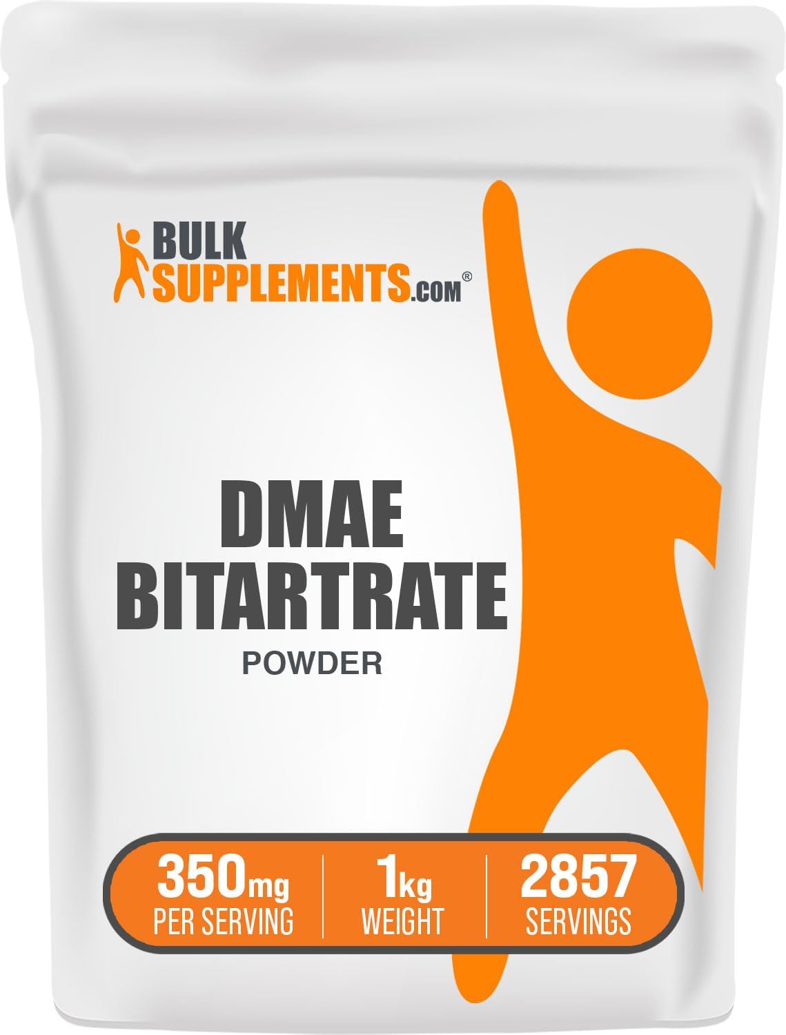 BulkSupplements.com DMAE Bitartrate Powder - 350mg per Serving, 1kg (2.2 lbs) - Gluten Free DMAE Supplement Powder - Dimethylaminoethanol Bitartrate - Pack of 1