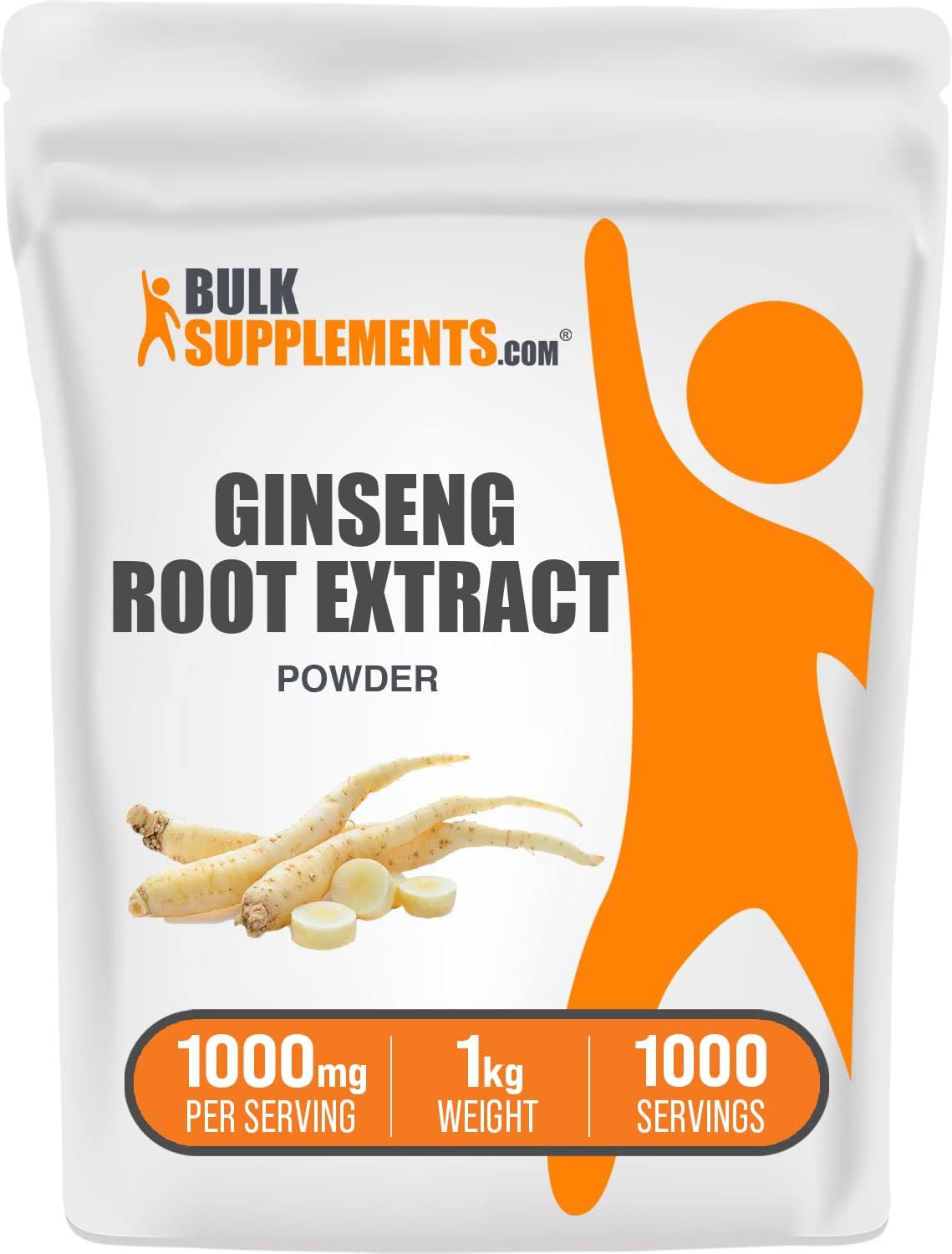 BulkSupplements.com Ginseng Root Extract Powder - 1000mg per Serving, Panax Ginseng Supplement, Herbal Vegan & Gluten Free - 1kg (2.2 lbs) Pack of 1