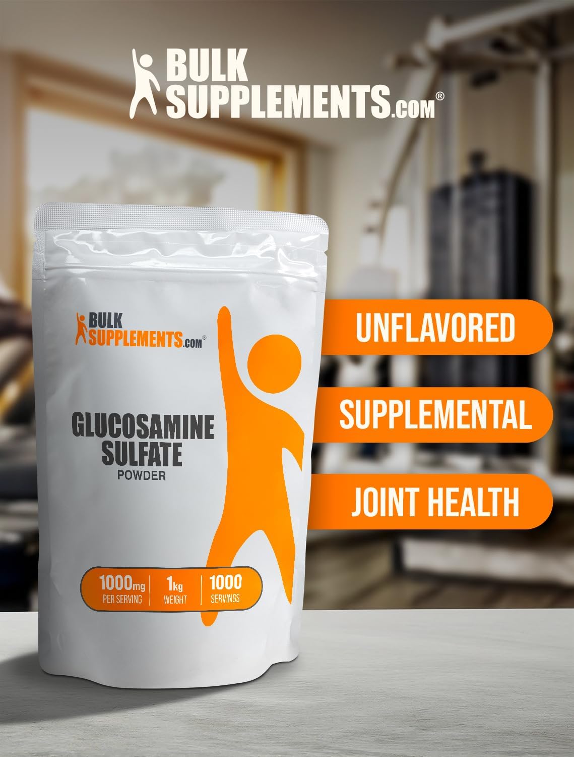 BulkSupplements.com Glucosamine Sulfate Powder - 1000mg per Serving - Joint Support Supplement - Gluten Free - 5kg (11 lbs) (Pack of 5)