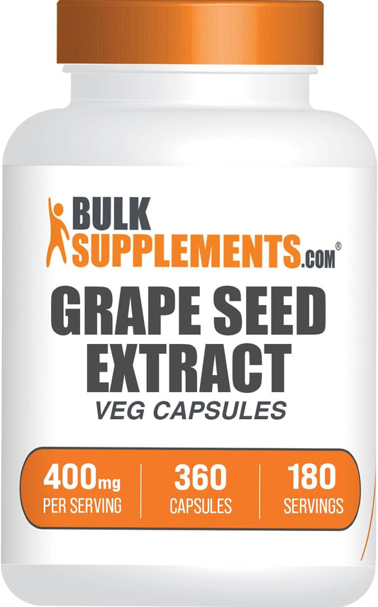 BulkSupplements.com Grape Seed Extract Capsules - 400mg Antioxidant Supplement, Vegan & Gluten Free - 360 Veg Capsules