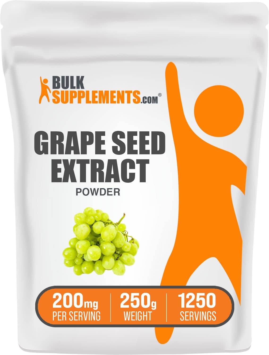 BulkSupplements.com Grape Seed Extract Powder - Antioxidant Herbal Supplement, Gluten Free, 200mg per Serving - 250g (8.8 oz) (1 Pack)