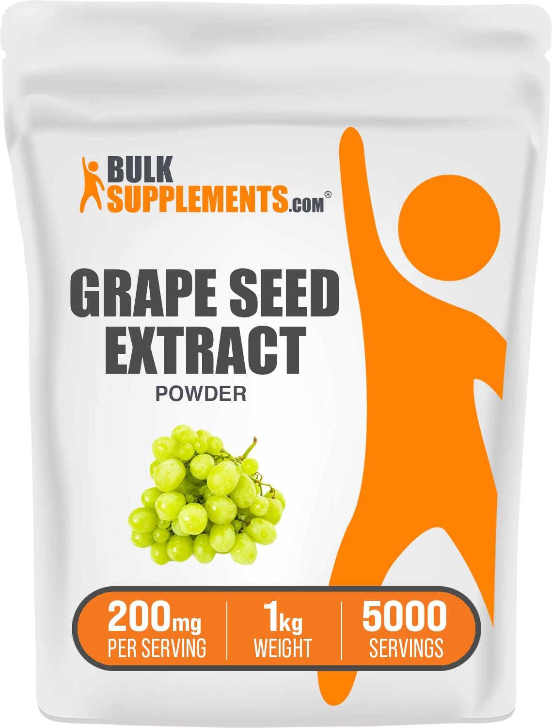 BulkSupplements.com Grape Seed Extract Powder - Antioxidant Herbal Supplement, Gluten Free, 200mg per Serving, 1kg (2.2 lbs)