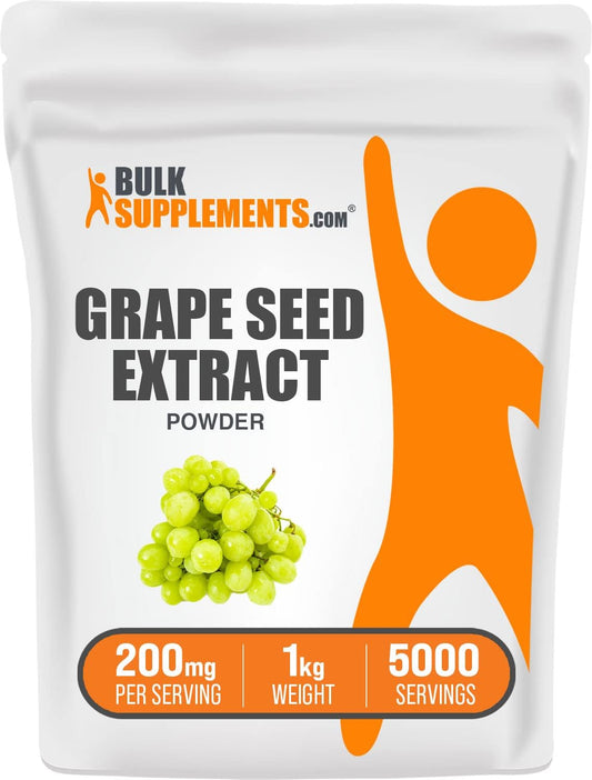 BulkSupplements.com Grape Seed Extract Powder - Antioxidant Herbal Supplement, Gluten Free, 200mg per Serving, 1kg (2.2 lbs)