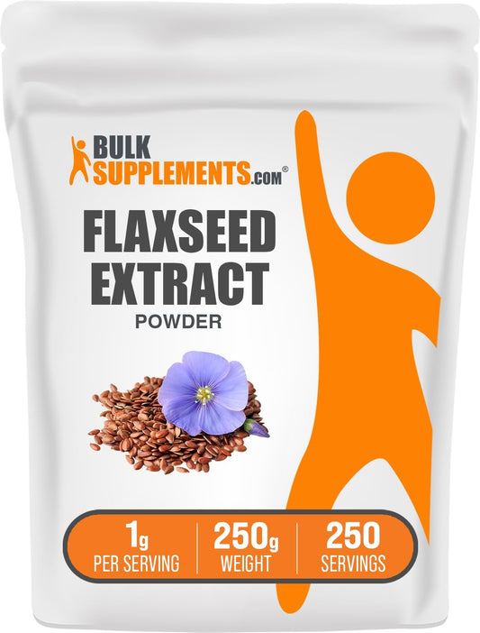 BulkSupplements.com Ground Flaxseed Extract Powder - Gluten-Free Omega-3 Supplement, 1000mg per Serving, 250g (8.8 oz) Pack