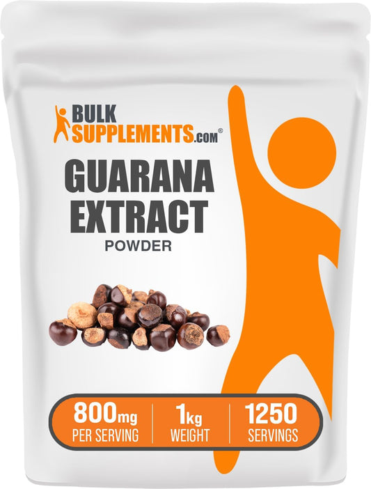 BulkSupplements.com Guarana Extract Powder - Energy Support Supplement - Gluten Free - 1000mg per Serving - Pack of 5 - 5 Kilograms