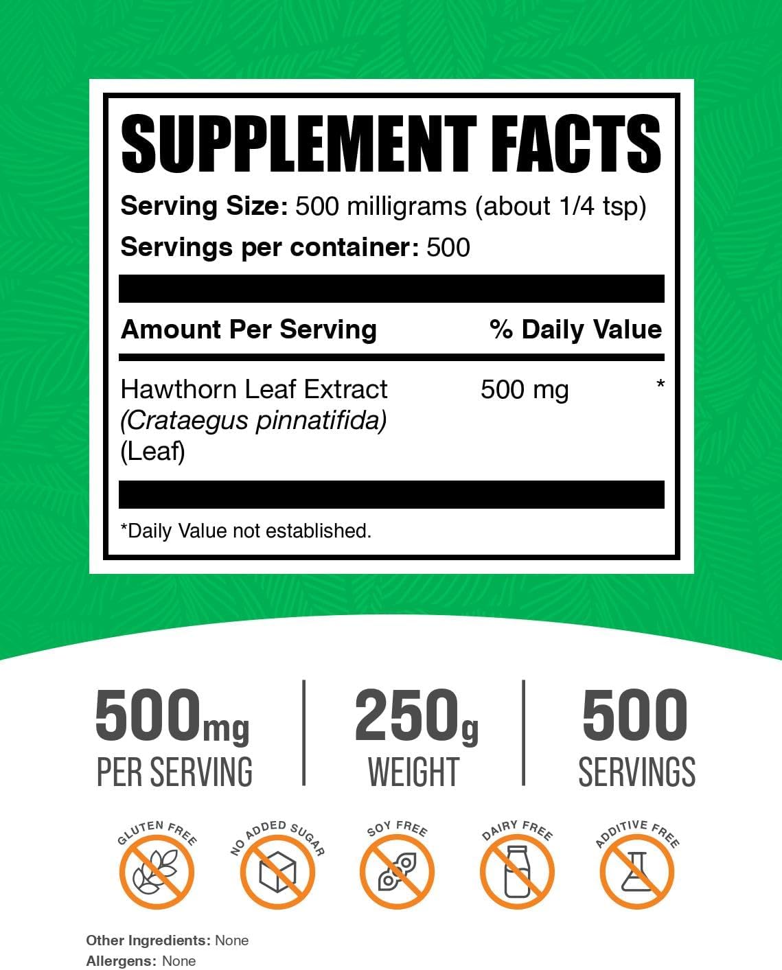 BulkSupplements.com Hawthorn Leaf Extract Powder - Herbal Supplement, Vegan & Gluten Free - 250g (8.8 oz) - Pack of 1