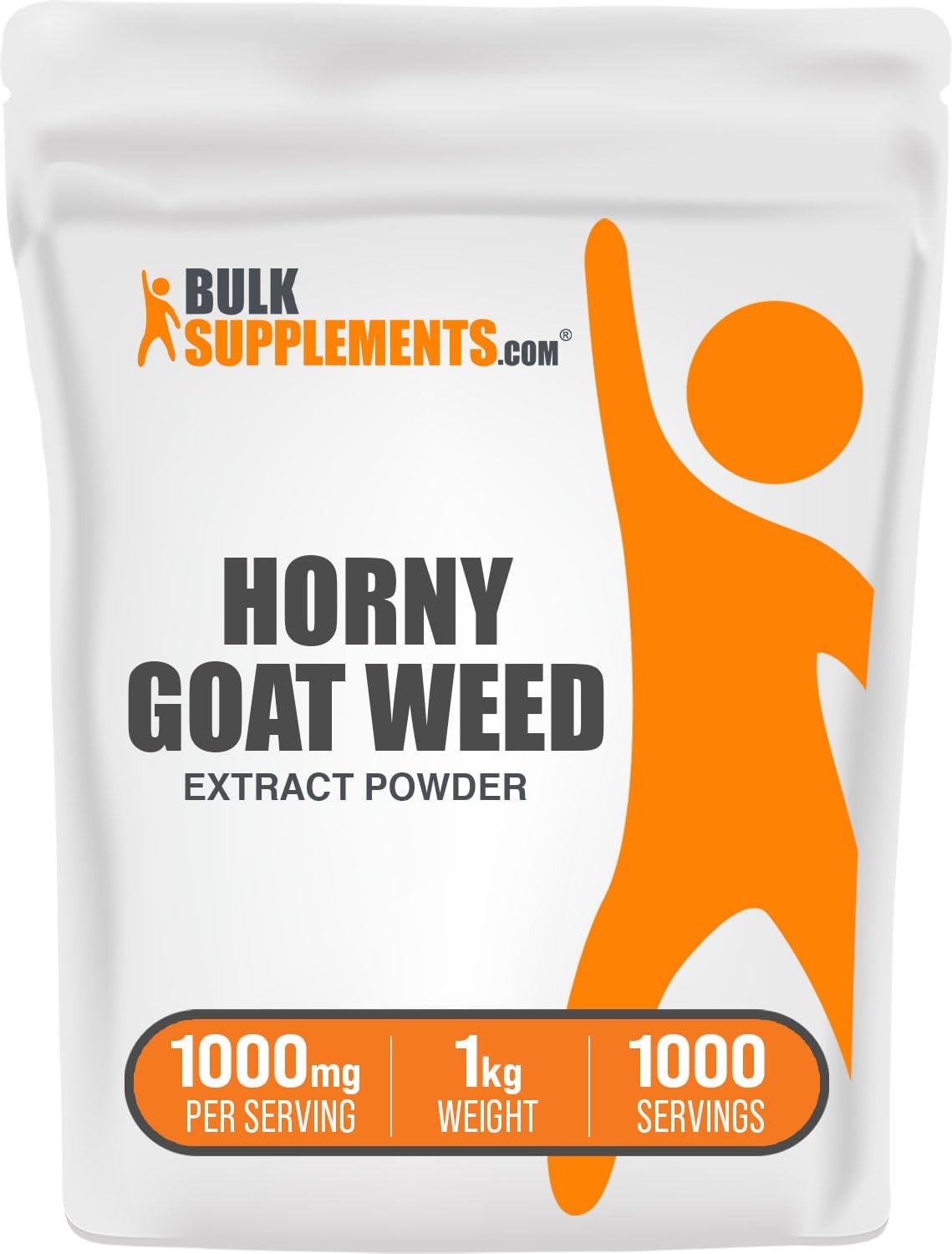 BulkSupplements.com Horny Goat Weed Extract Powder - 1000mg per Serving, Gluten Free Herbal Supplement, Epimedium Extract, 1kg (2.2 lbs) Pack