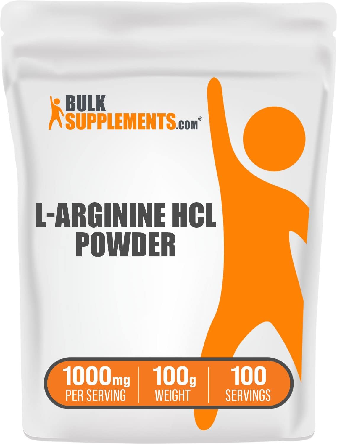 BulkSupplements.com L-Arginine HCl Powder - Pure Nitric Oxide Supplement, Gluten-Free - 1000mg per Serving - 100g (3.5 oz)