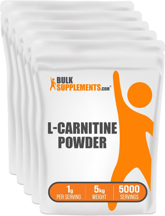 BulkSupplements.com L-Carnitine Powder 5kg (11 lbs) - High Quality Carnitine Supplement, 1000mg per serving, Gluten Free Amino Acid Supplement - Pack of 5