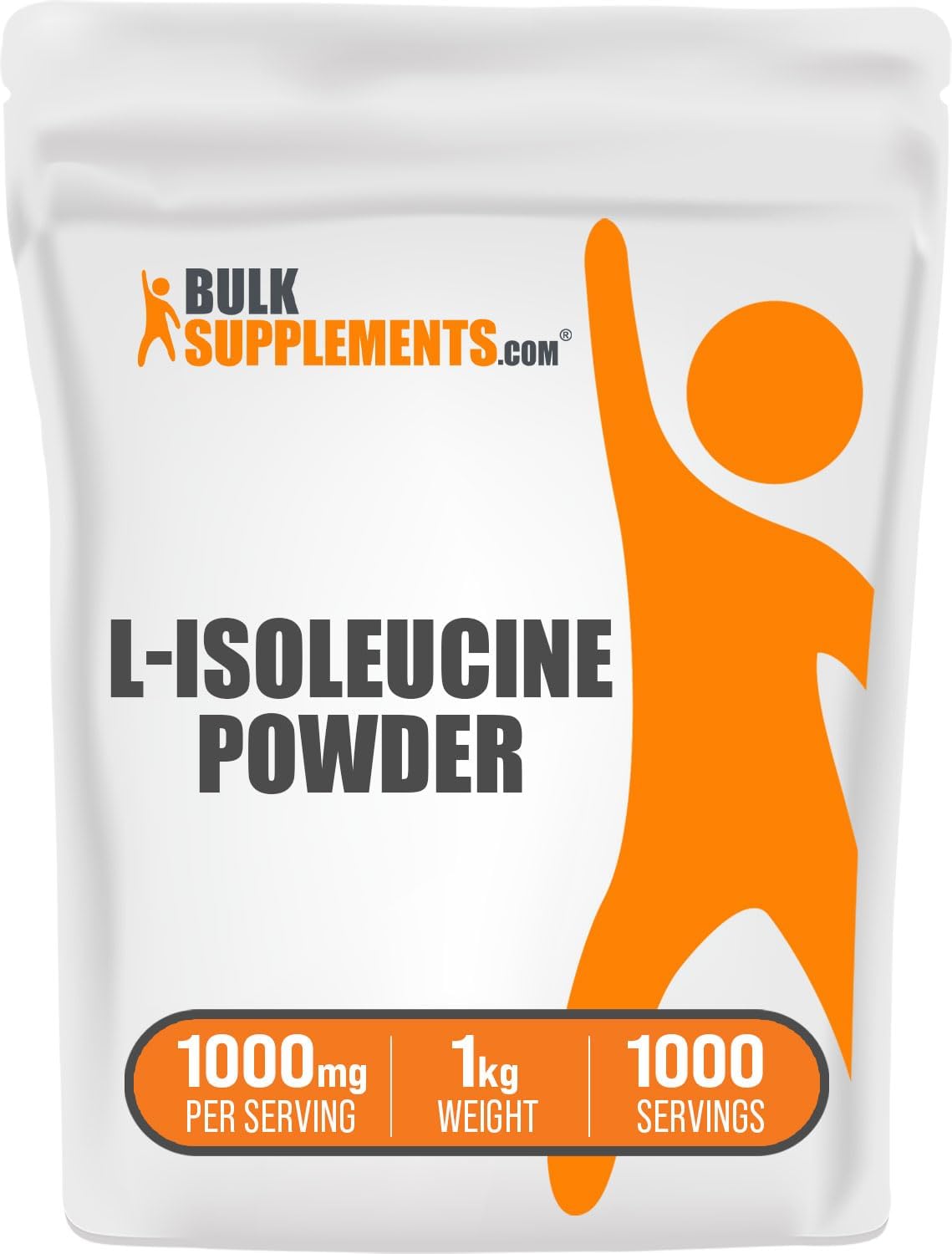 BulkSupplements.com L-Isoleucine Powder - BCAA Amino Acid Supplement, 1000mg per Serving, 1kg - Unflavored & Gluten Free