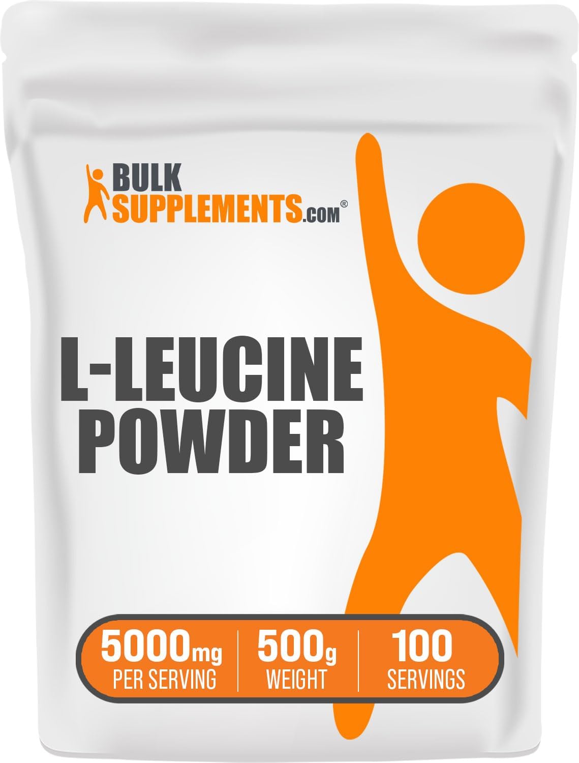 BulkSupplements.com L-Leucine Powder - BCAA Amino Acid Supplement, 5000mg per Serving, Unflavored, 500g (1.1 lbs)