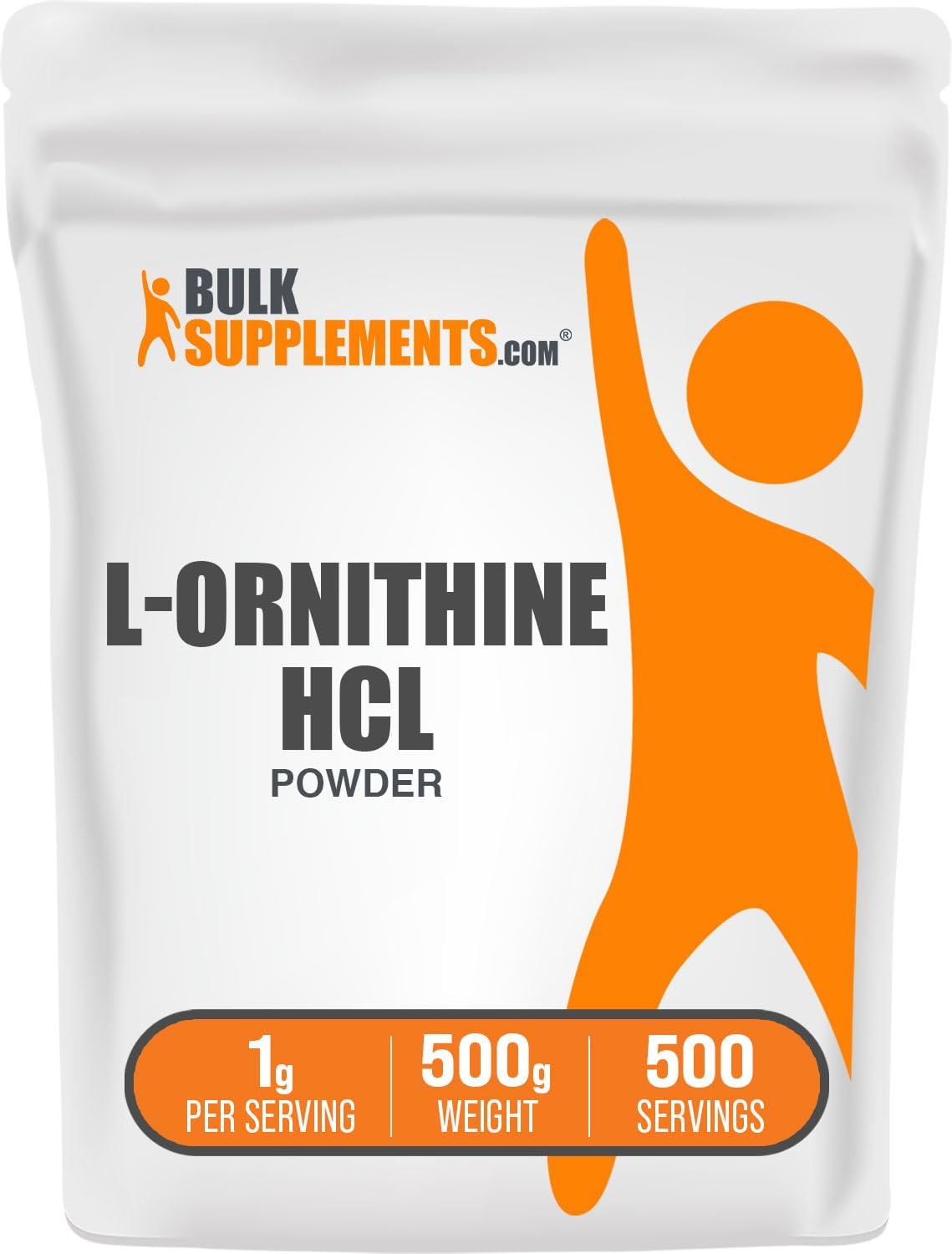 BulkSupplements.com L-Ornithine HCl Powder - Amino Acids Supplement, 1000mg per Serving, 500g (1.1 lbs) - Gluten Free, Pack of 1