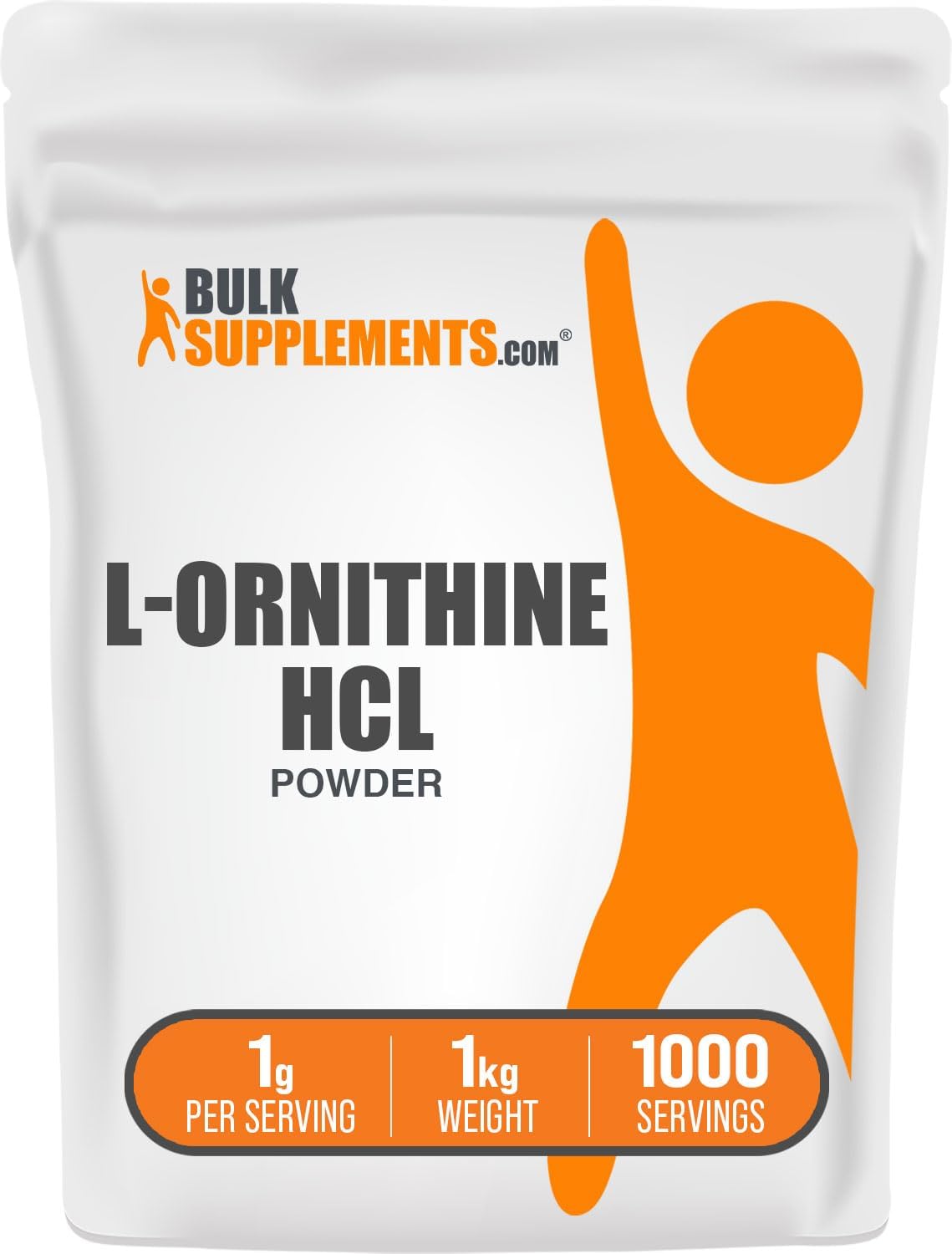 BulkSupplements.com L-Ornithine HCl Powder - High Quality Ornithine Supplement, 1000mg per Serving, Gluten Free, 1kg - Amino Acid Powder