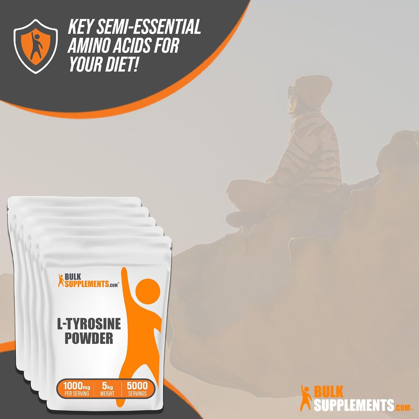 BulkSupplements.com L-Tyrosine Powder - Non-Essential Amino Acid Supplement, Gluten Free, 1000mg per Serving, 5kg (11 lbs)
