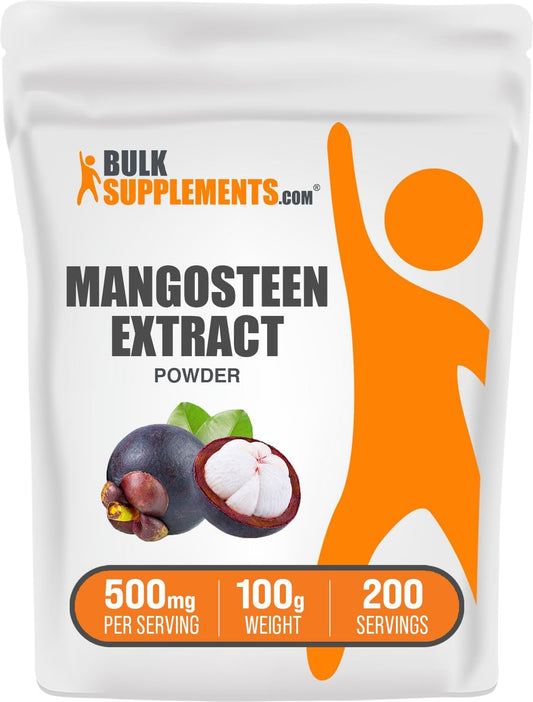 BulkSupplements.com Mangosteen Extract Powder - Superfood Supplement, Pure Mangosteen Fruit Powder - 500mg per Serving, 100g (3.5 oz) - Gluten Free - 1 Pack