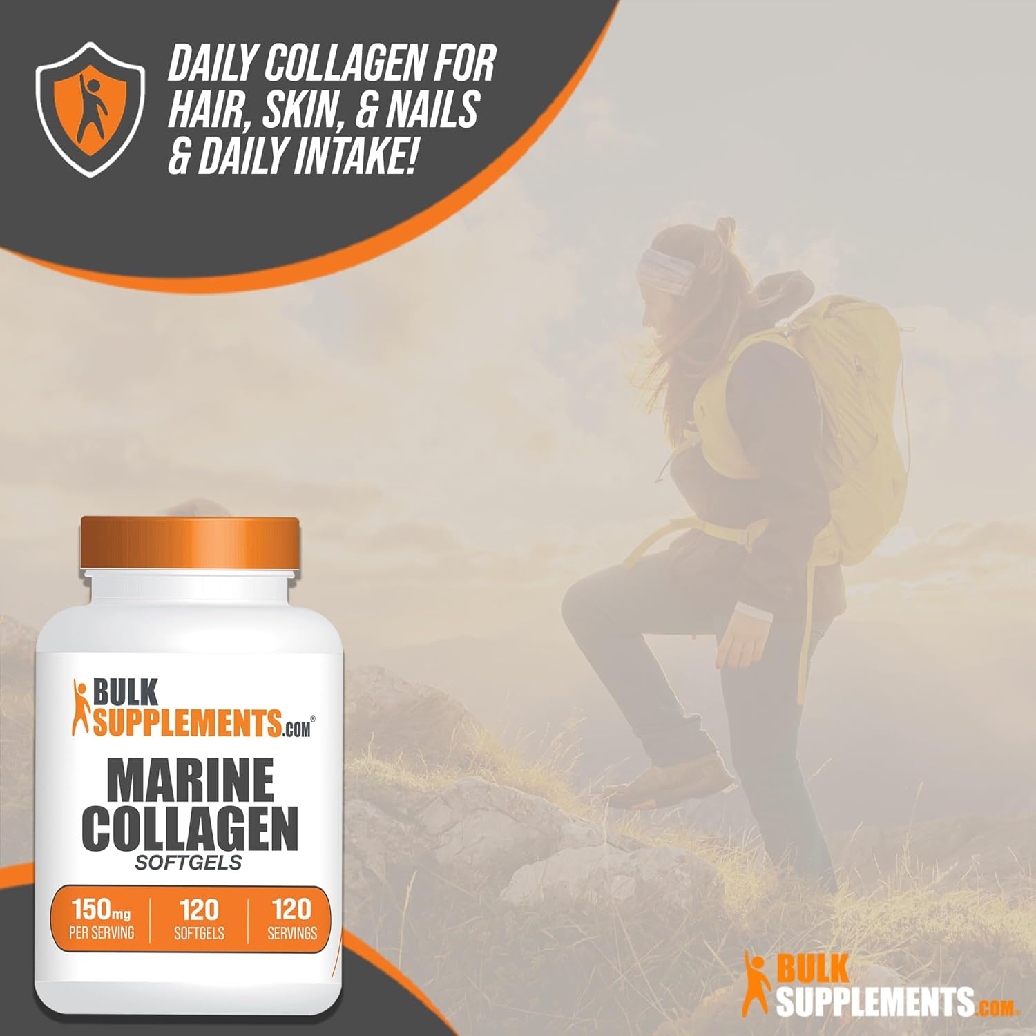 BulkSupplements.com Marine Collagen Softgels - 150mg Collagen Supplement for Women & Men - Gluten Free, 120 Count