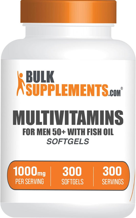 BulkSupplements.com Men's 50 Plus Multivitamin Softgels - Daily Multivitamin with Fish Oil - 300 Count Pack - Men's Multimineral Supplement
