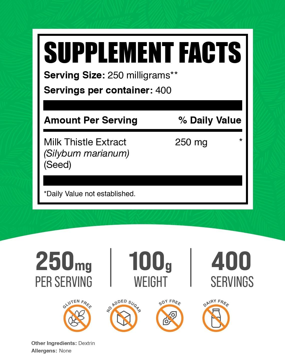 BulkSupplements.com Milk Thistle Extract Powder - Liver Health Support Supplement - Gluten Free, 250mg per Serving, 100g (3.5 oz) Pack