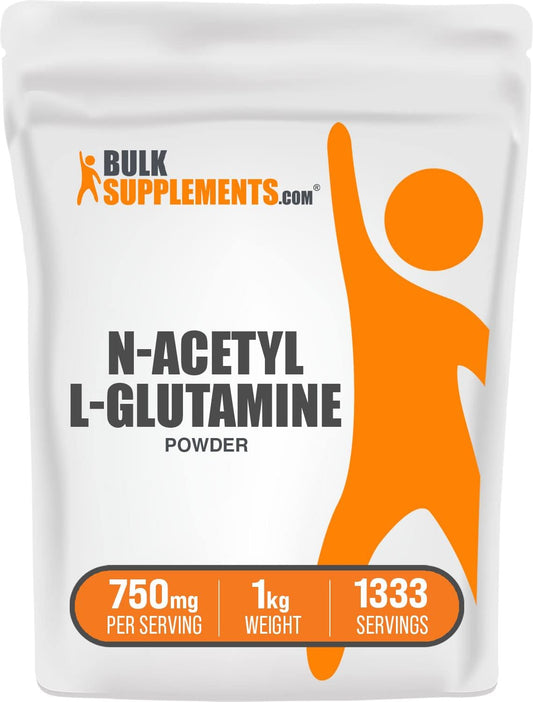 BulkSupplements.com N-Acetyl L-Glutamine Powder - Gut Health & Recovery Supplement, Gluten Free, 1kg (2.2 lbs) (Pack of 1)