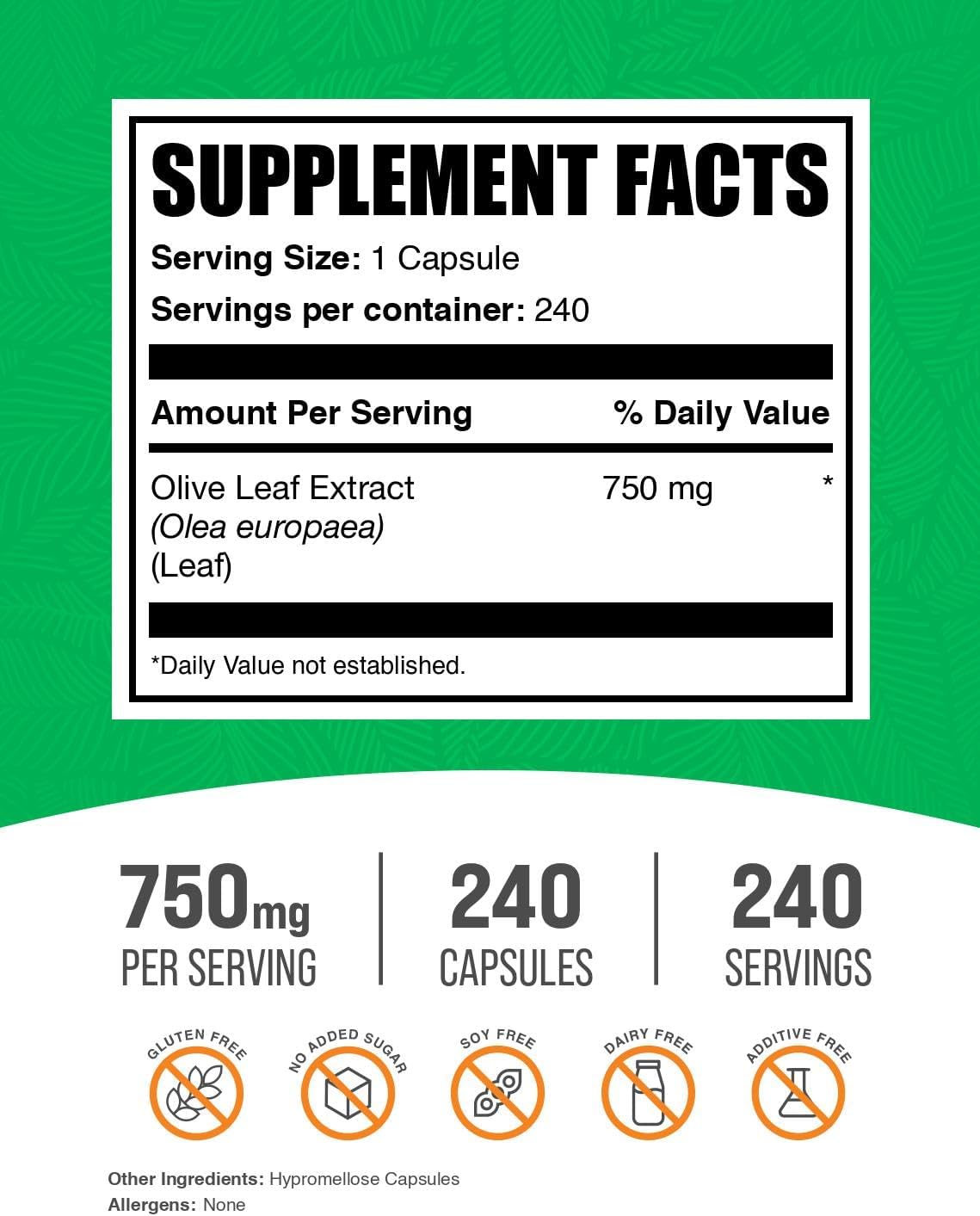BulkSupplements.com Olive Leaf Extract Capsules - Immune Support Supplement - 240 Veg Capsules, Gluten Free