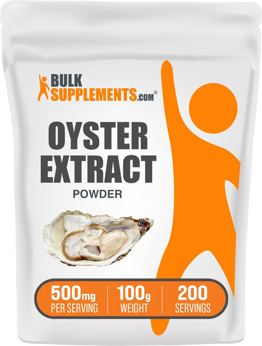 BulkSupplements.com Oyster Extract Powder - Whole Oyster Shell Supplement, Gluten-Free, 500mg per Serving, 100g (3.5 oz) (1 Pack)