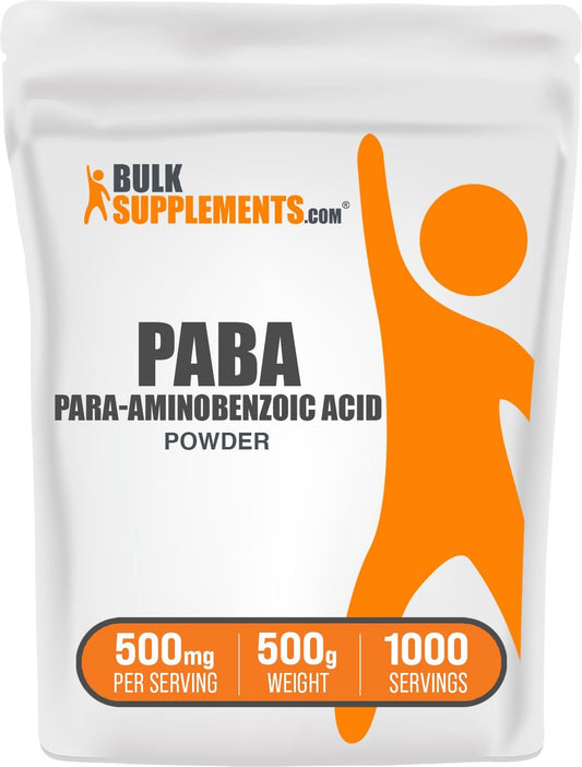 BulkSupplements.com PABA Powder - 500g (1.1 lbs) - Vegan & Gluten Free PABA Supplement - 500mg per Serving - Pure PABA for Better Wellness