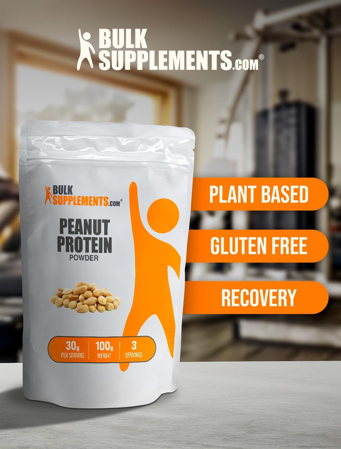 BulkSupplements.com Peanut Protein Flour - Defatted Peanut Powder, 30g per Serving, Gluten-Free - 100g (3.5 oz) Pack of 1