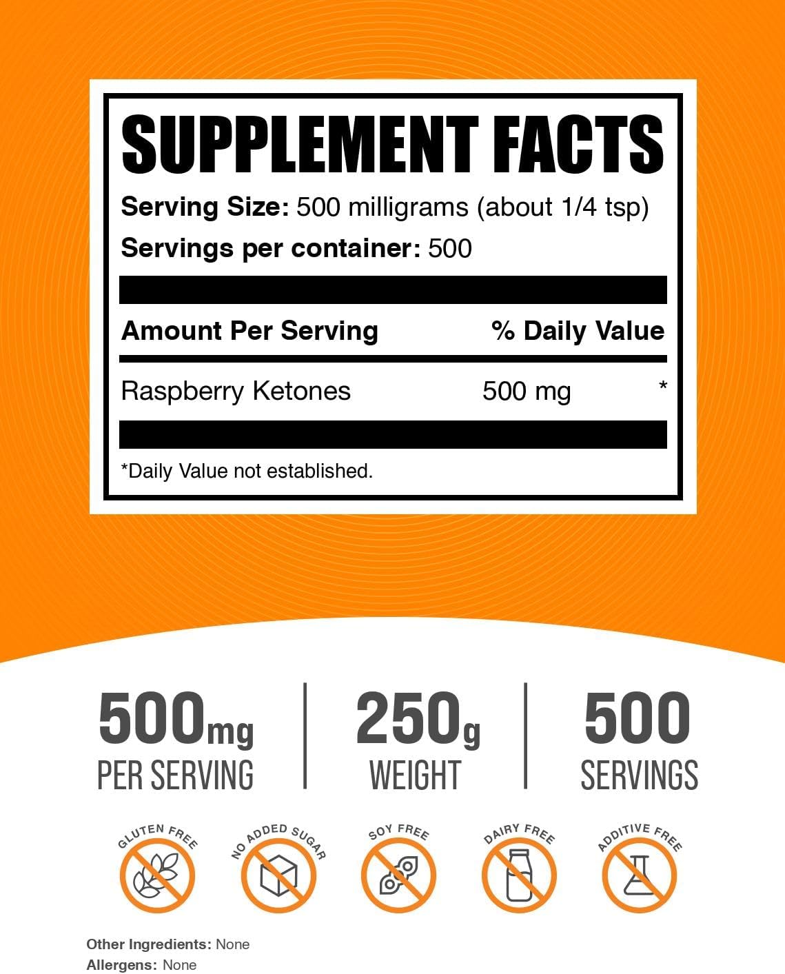 BulkSupplements.com Raspberry Ketones Powder - Antioxidant Source for Energy Support - Gluten Free, 500mg per Serving - 250g (8.8 oz) Pack