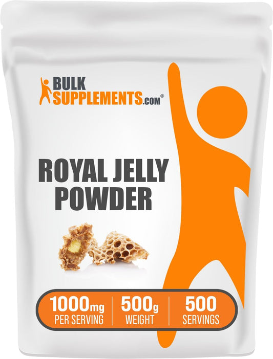 BulkSupplements.com Royal Jelly Powder 500g (1.1 lbs) - Immune Support Supplement, 1000mg per Serving, Gluten Free - 1 Pack