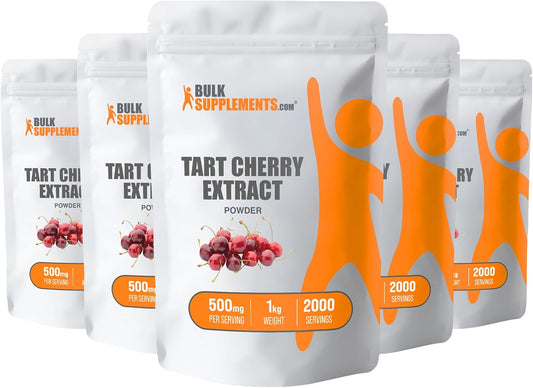 BulkSupplements.com Tart Cherry Extract Powder - Herbal Antioxidant Supplement, Gluten Free, 500mg per Serving, 5kg (11 lbs) - Pack of 5