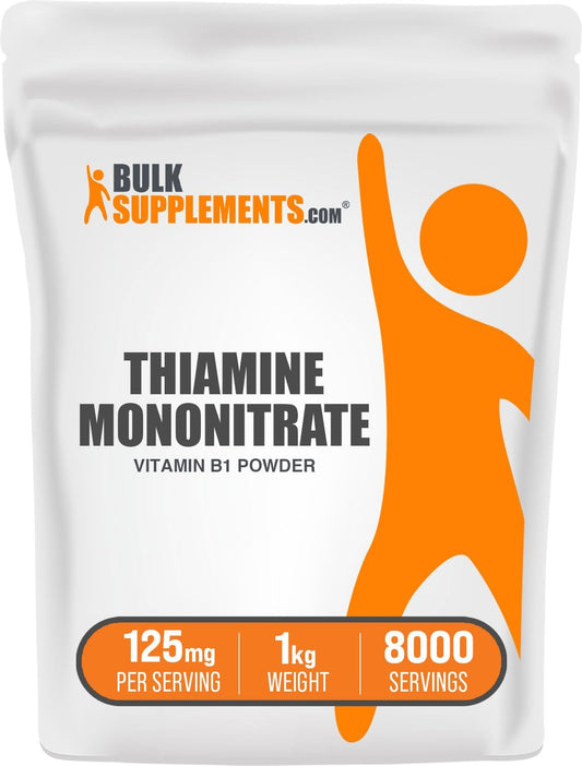 BulkSupplements.com Thiamine Mononitrate Powder - High Potency B1 Vitamin Supplement, Gluten-Free, 125mg per Serving, 1kg (2.2 lbs)