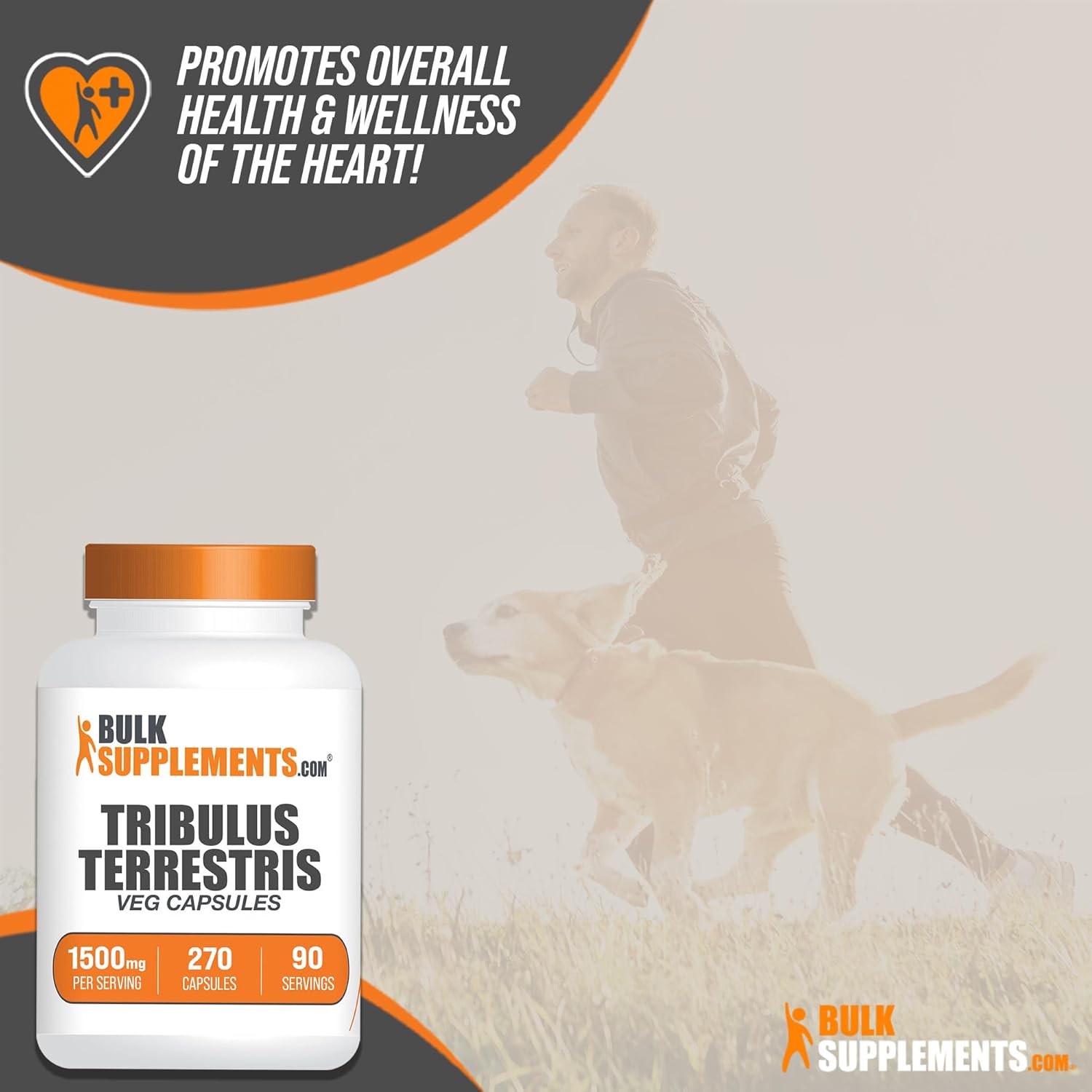 BulkSupplements.com Tribulus Terrestris Capsules - 1500mg, Gluten Free - 270 Capsules for Men & Women