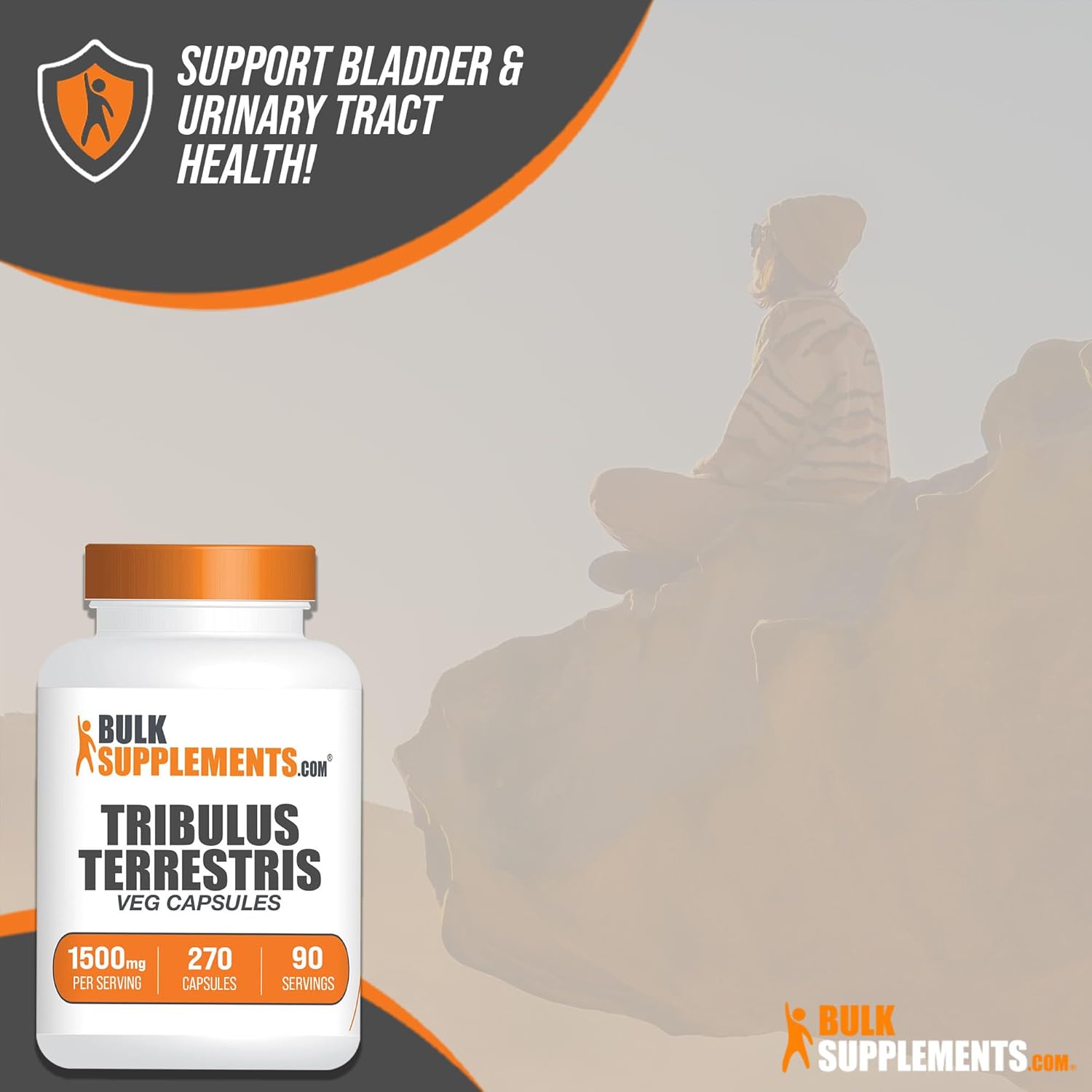 BulkSupplements.com Tribulus Terrestris Capsules - 1500mg, Gluten Free - 270 Capsules for Men & Women