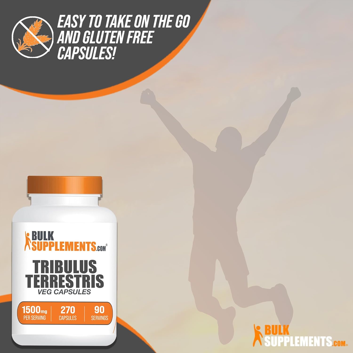 BulkSupplements.com Tribulus Terrestris Capsules - 1500mg, Gluten Free - 270 Capsules for Men & Women