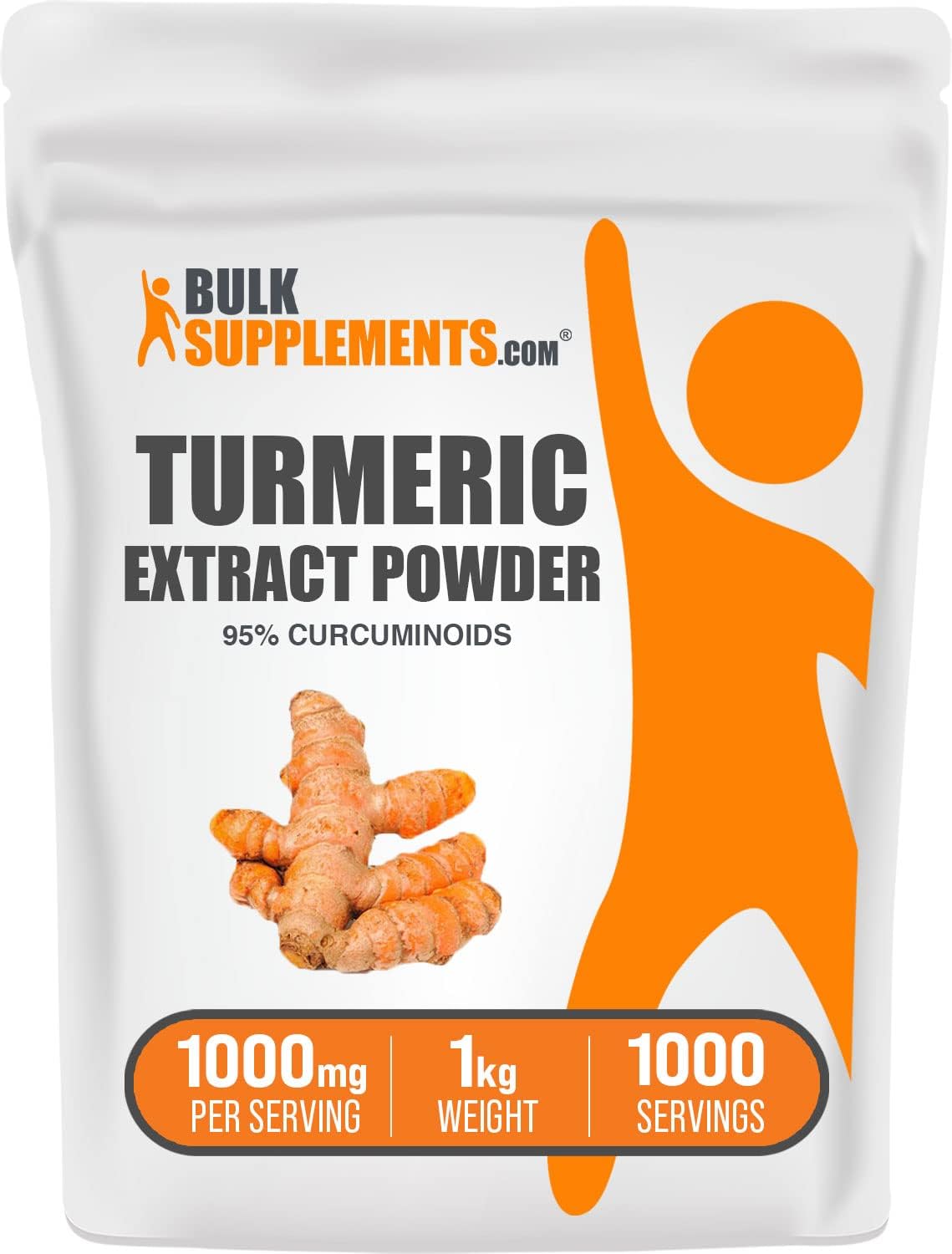 BulkSupplements.com Turmeric Root Extract Powder - 1000mg Curcumin Supplements, Gluten Free, 1kg (2.2 lbs)