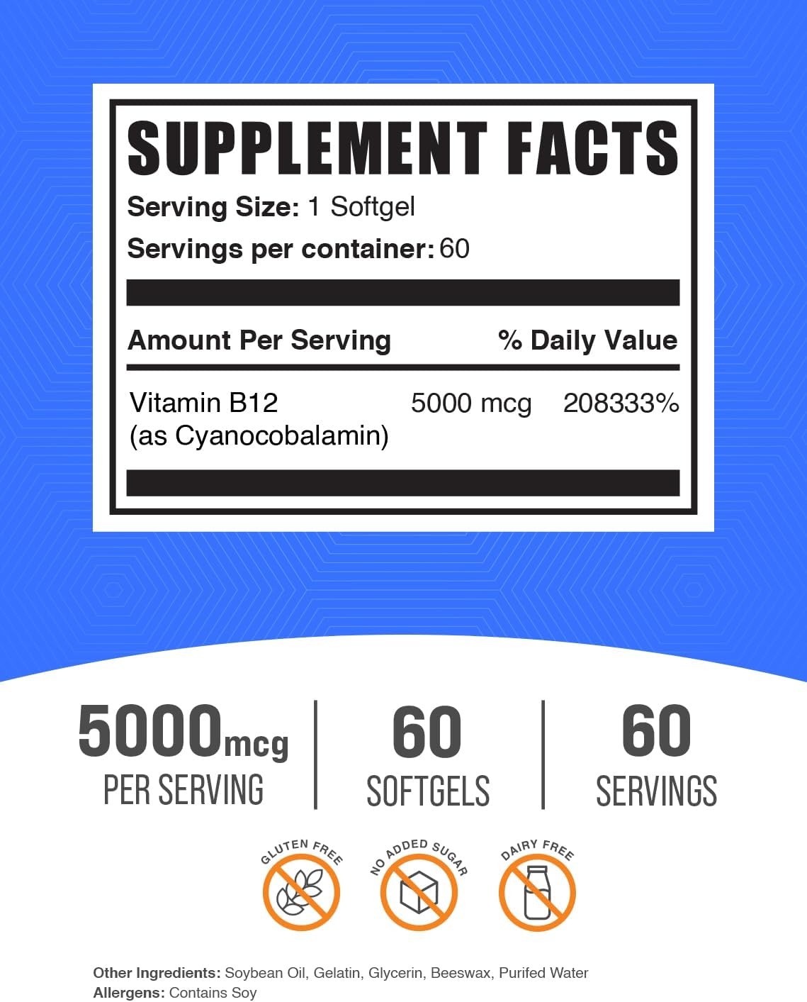 BulkSupplements.com Vitamin B12 1000 mcg Softgels - Cyanocobalamin Supplement, Gluten Free, 60 Softgels