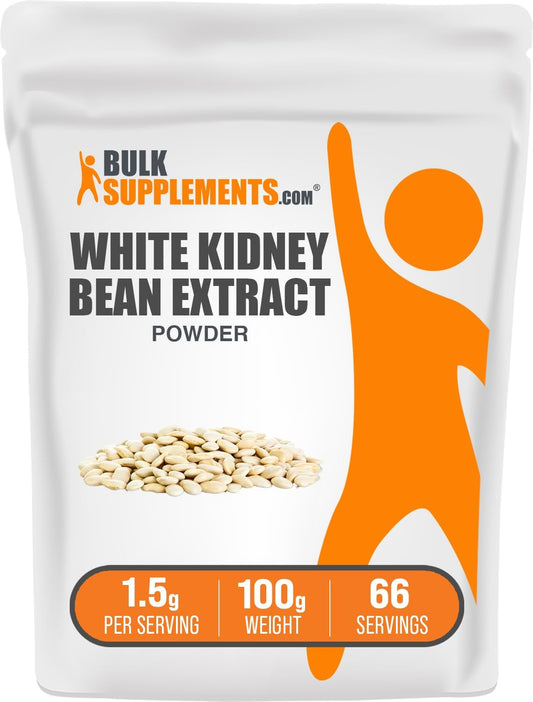 BulkSupplements.com White Kidney Bean Extract Powder - Gluten Free Herbal Supplement, 100g (3.5 oz) - 1500mg per Serving - Pack of 1